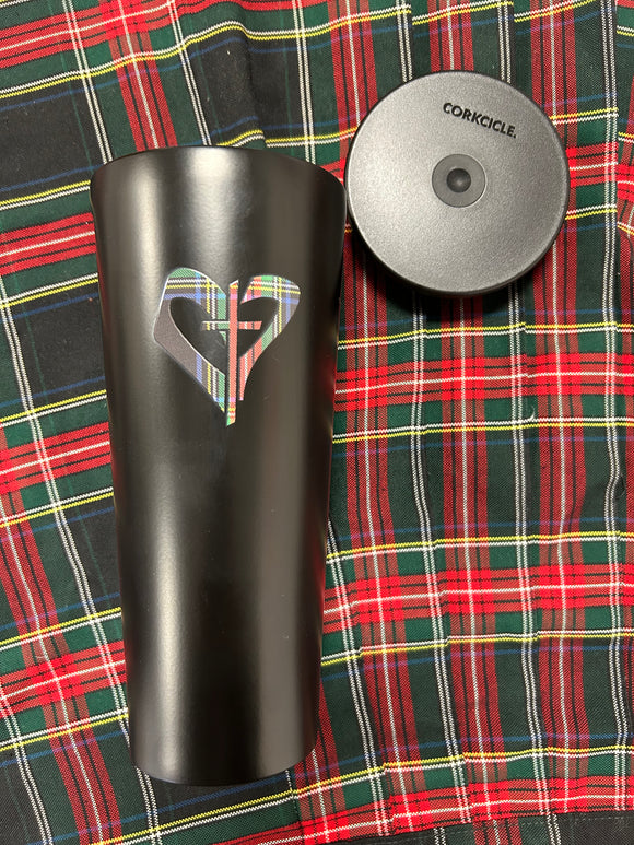 Corkcicle. 24 oz. Cold Cup with Plaid Heart & Cross